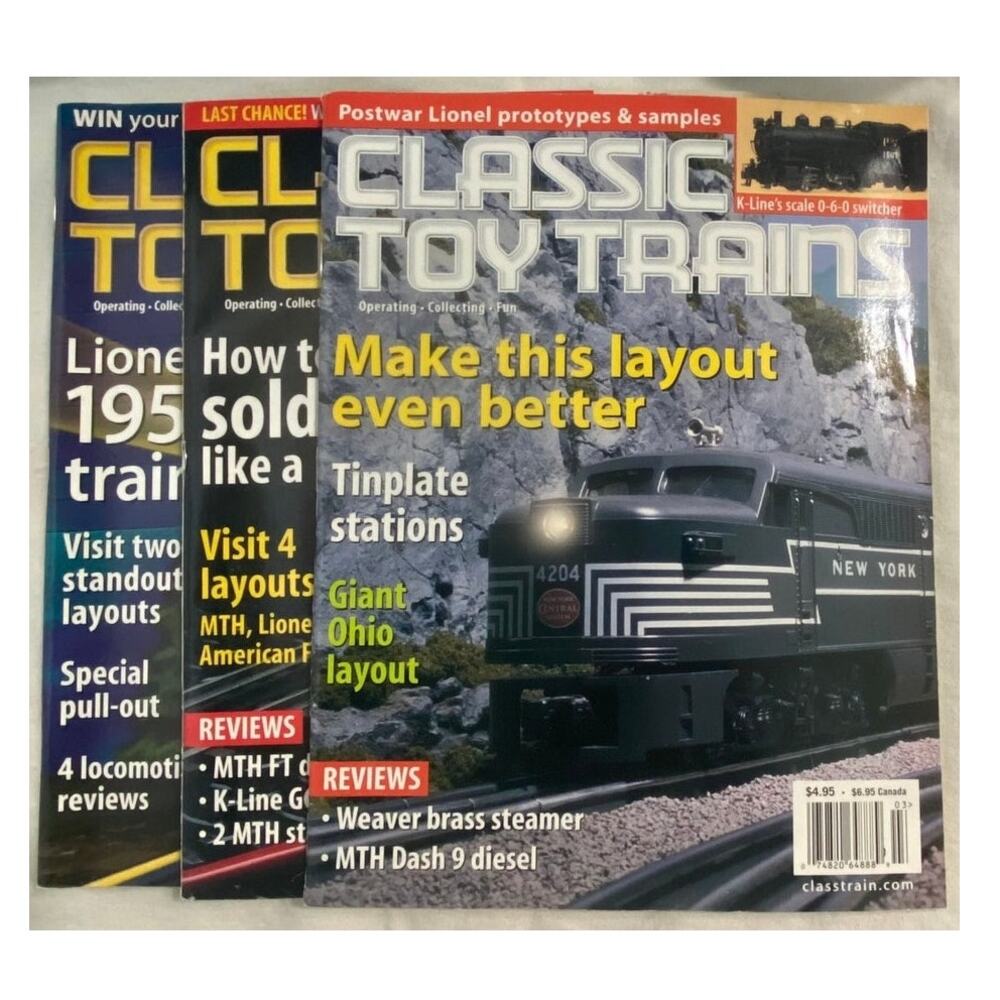 Vtg Lot 3 Classic Toy Trains Jan Feb Mar 2002 Magazine Layout Railroad Track